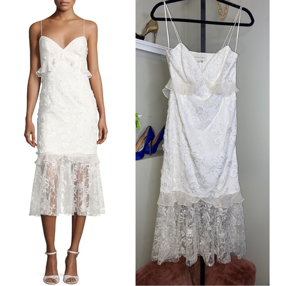 Sachin + Babi Dresses & Skirts - SACHIN & BABI Woman Milan Lace-Paneled Cutout Embroidered Tulle Midi Dress Ivory